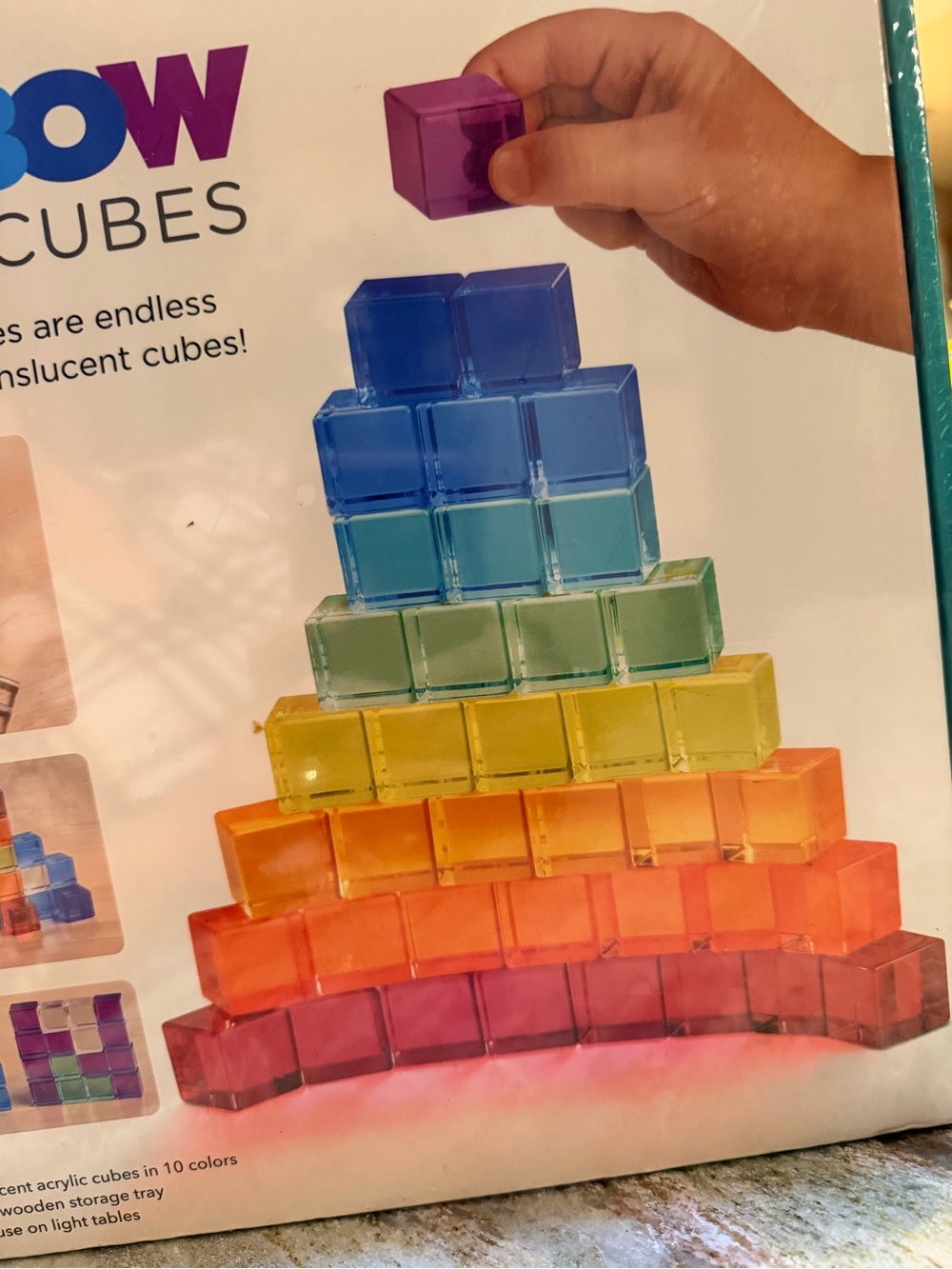 Rainbow Crystal Cubes - Colorful Translucent Stacking Set - Picture 6 of 7